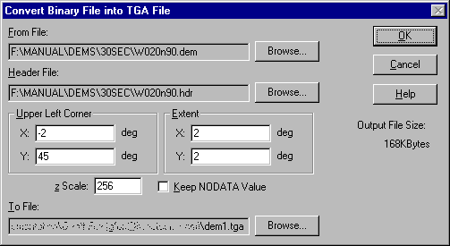 dialog: Convert Binary File into TGA File
